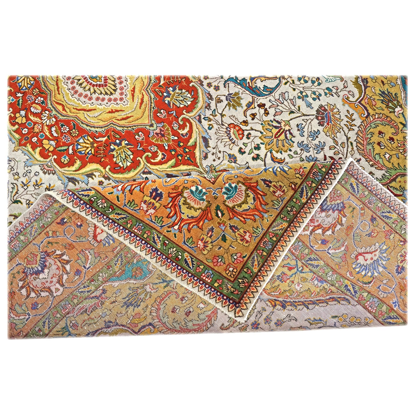 Antique Persian Tabriz Wool 6x10 Ivory, Tan & Rust Handmade Area Rug #1140414