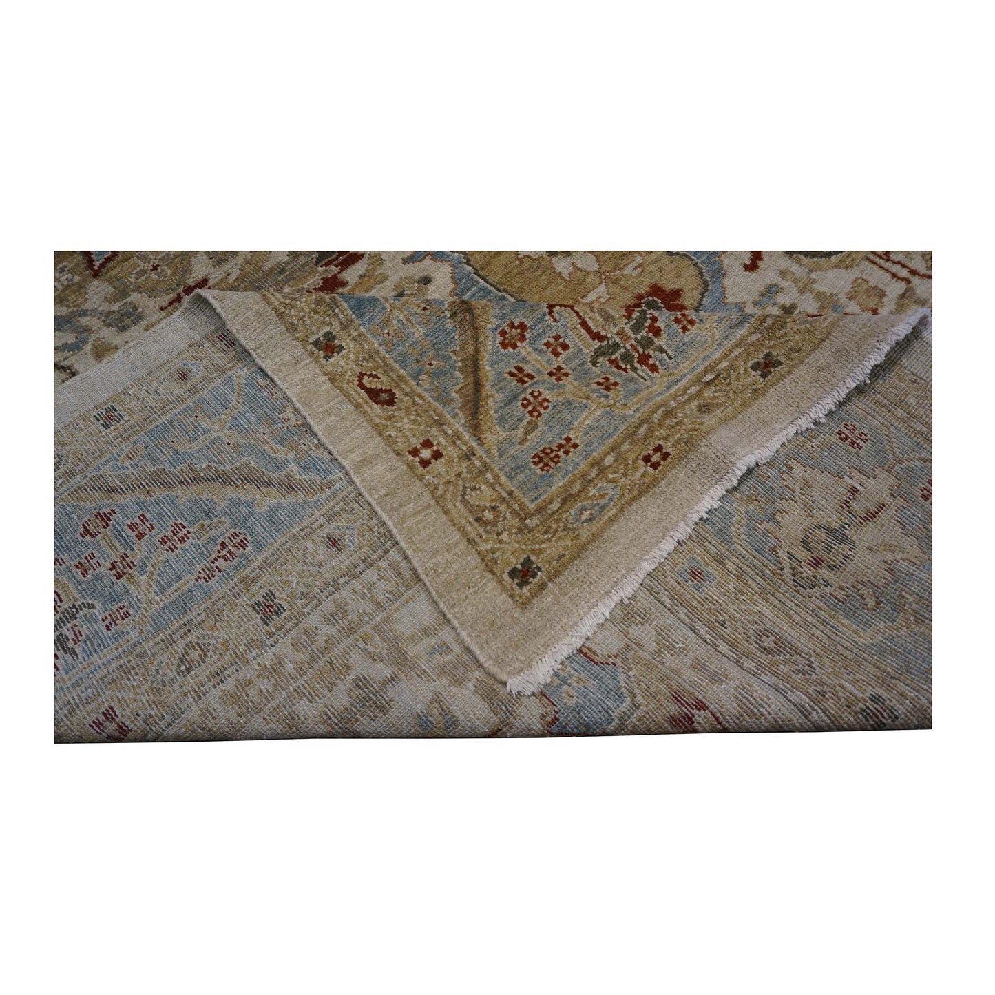 Persian Sultanabad Wool 8x11 Ivory, Blue, Red & Tan Handmade Area Rug #1140622
