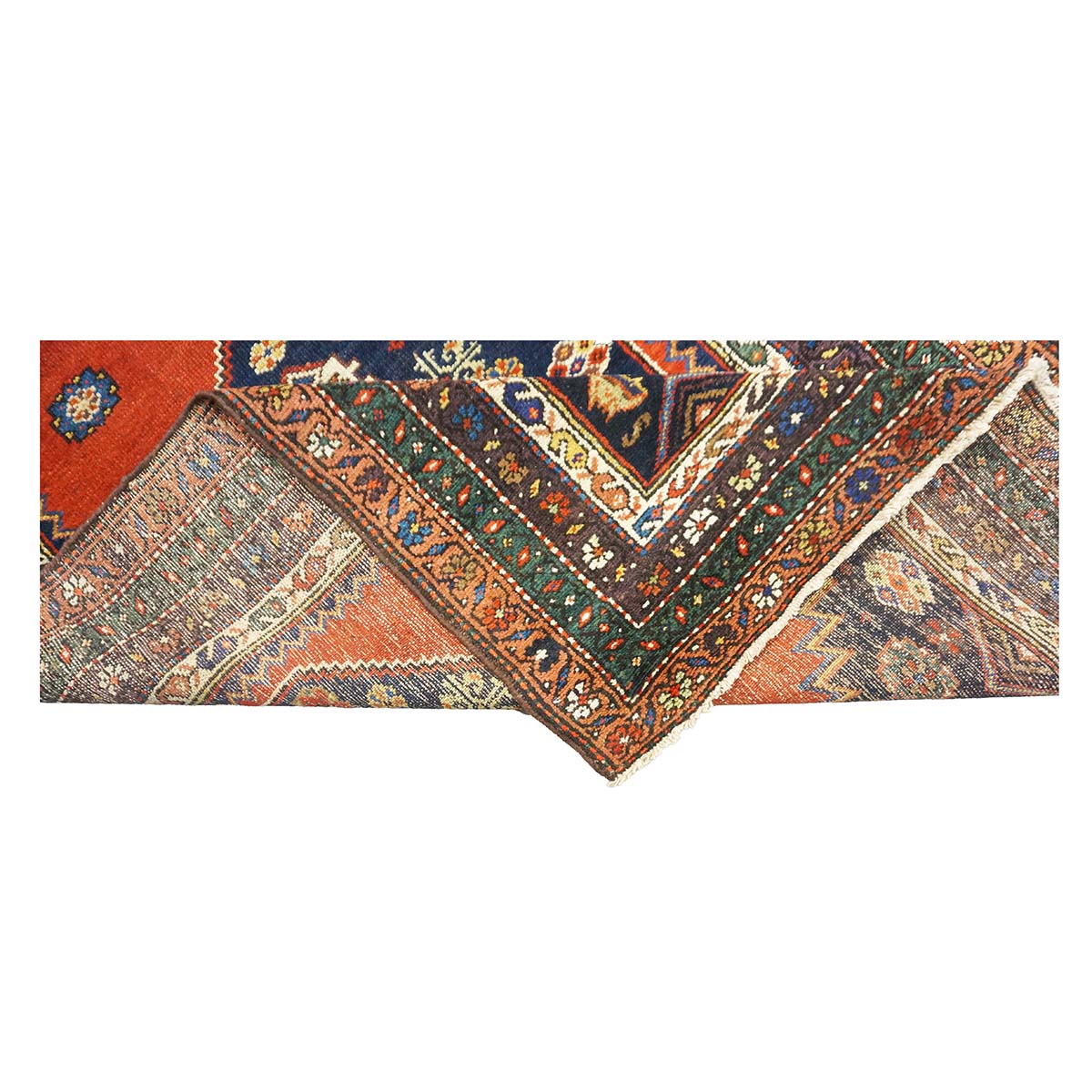 Antique Persian Malayer Wool 4x17 Red, Orange, Blue & Green Handmade Gallery Rug #1140935