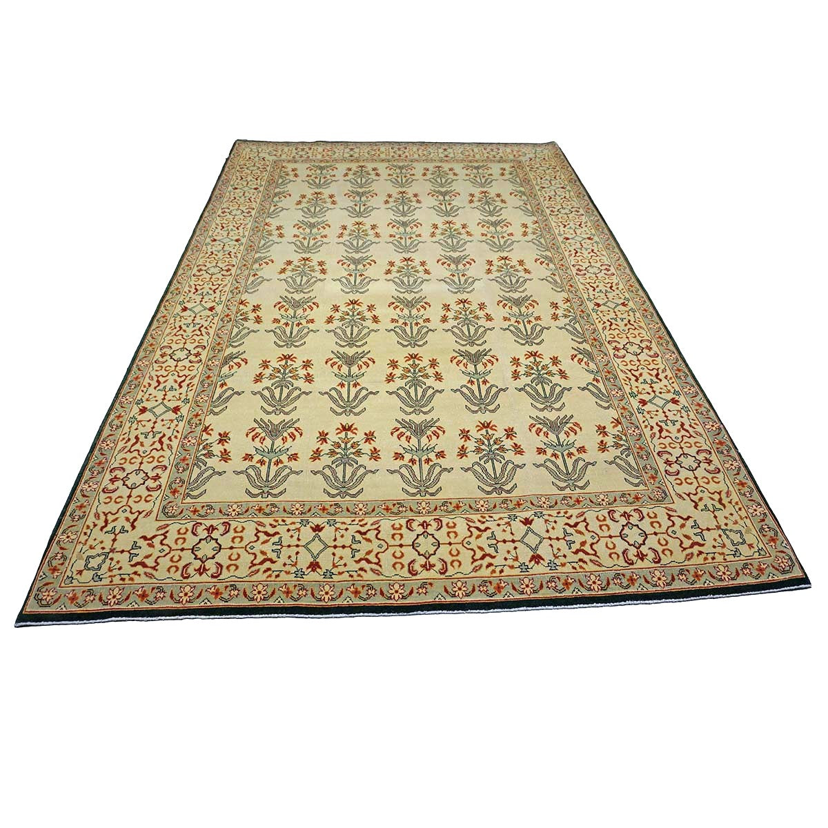 Turkish Agra Wool 6x10 Taupe, Red & Grey Handmade Area Rug #1141152