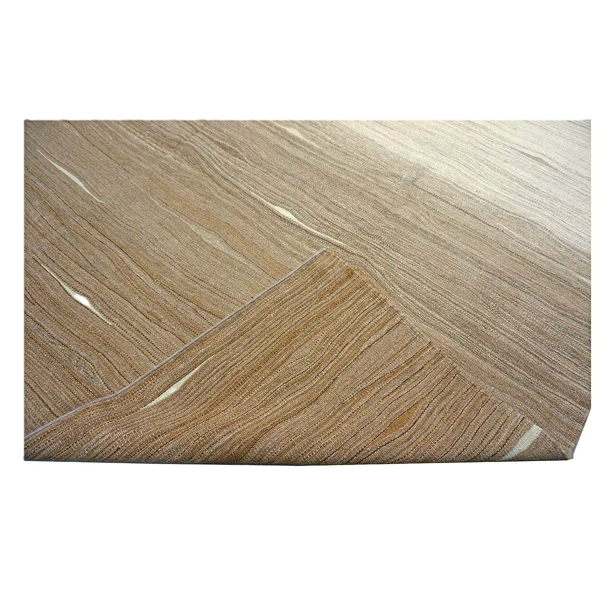 Turkish Safari Kilim Flatweave Wool 10x14 Brown & Ivory Handmade Area Rug #1142171