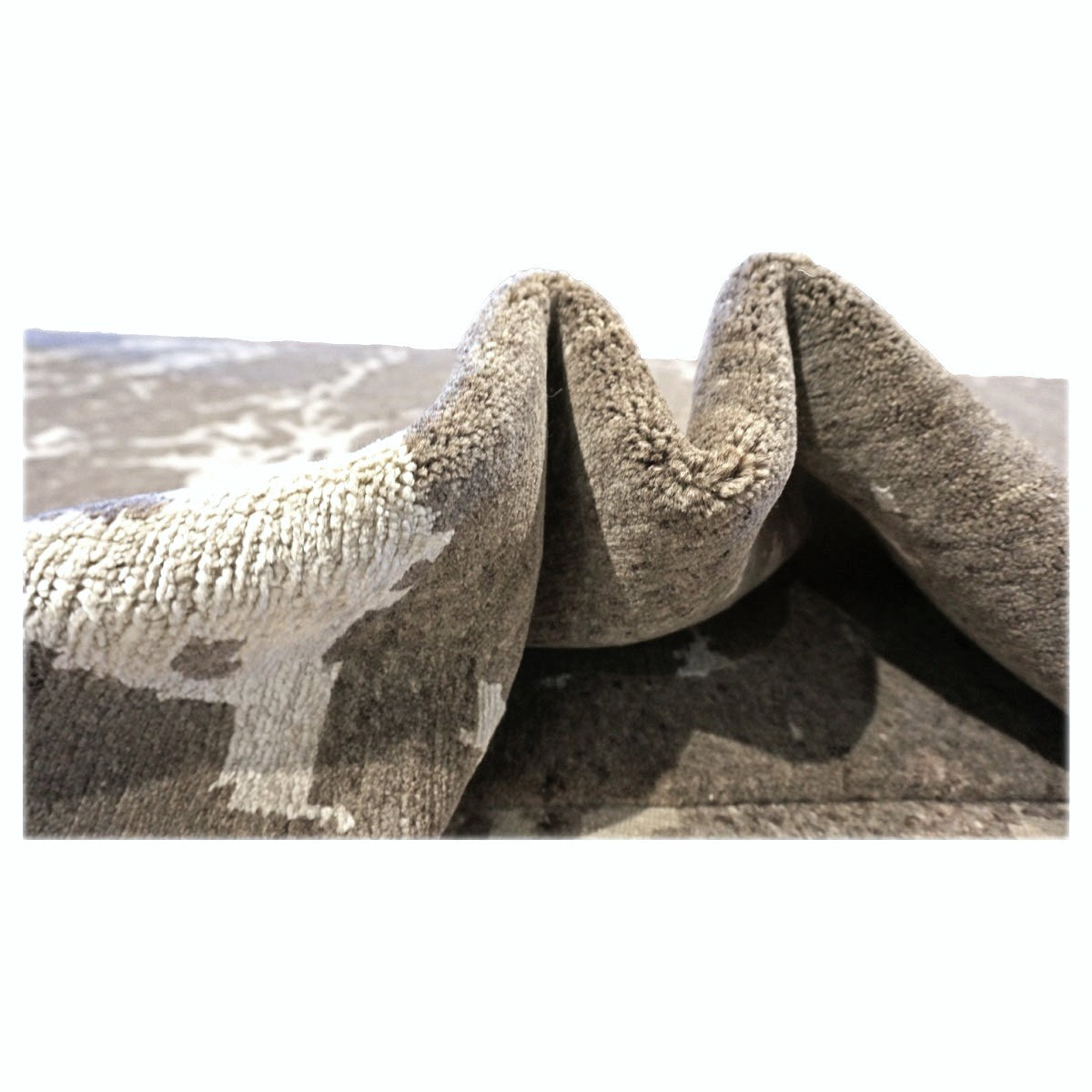 Nepalese Modern Wool & Silk 9X12 Grey & Ivory Handmade Area Rug #1142340