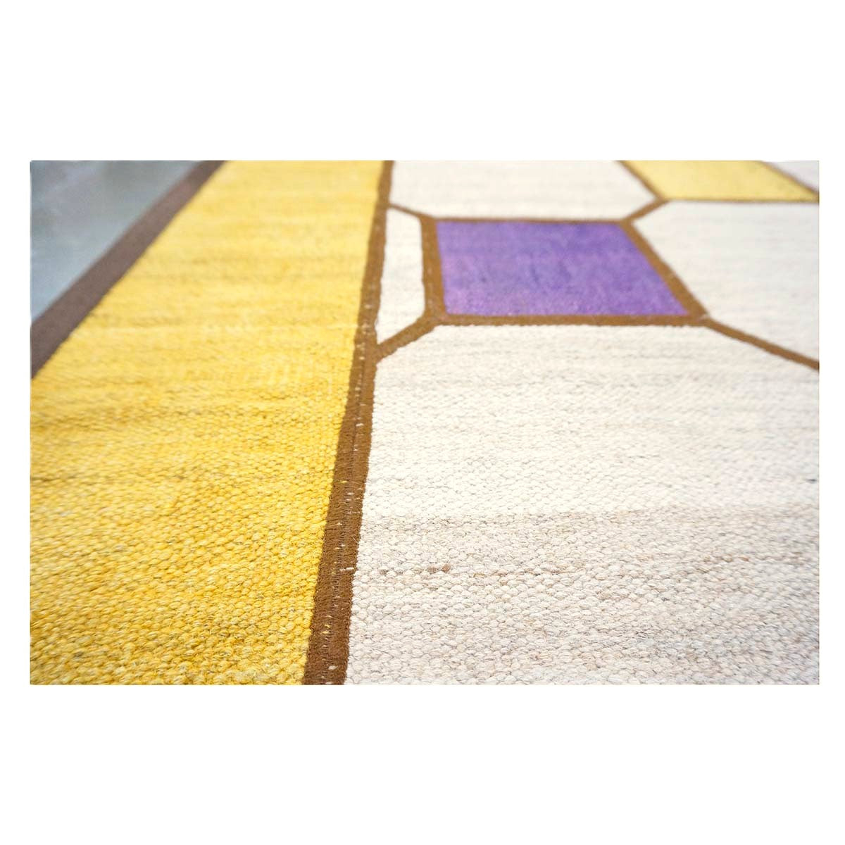 Turkish Retro Kilim Flatweave Wool 10x10 Ivory & Yellow Handmade Square Area Rug #1142358