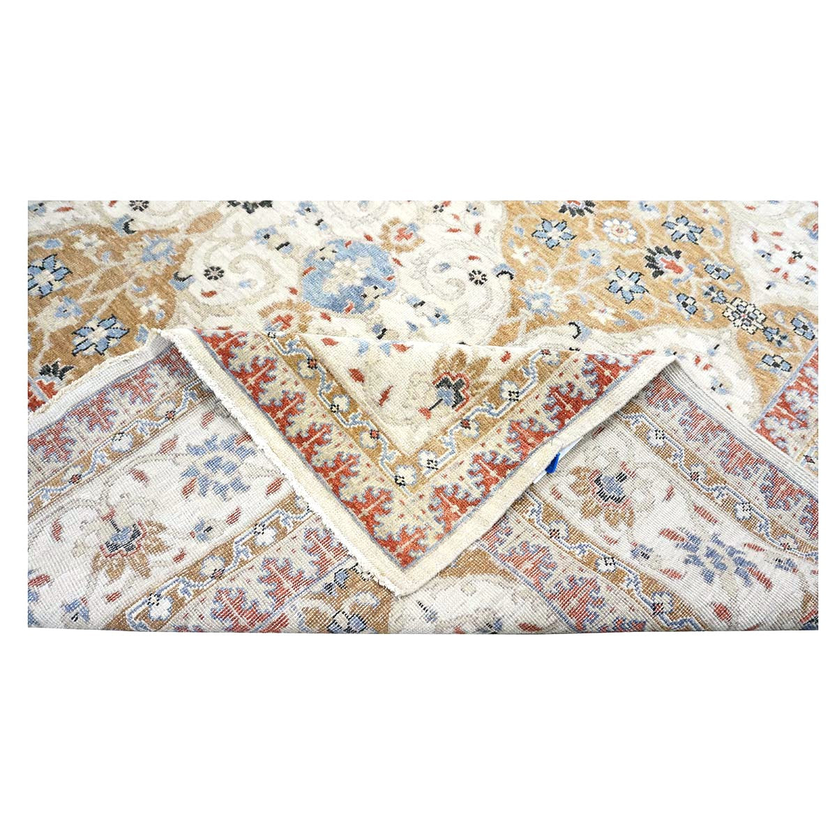 Afghan Sultanabad Wool 8 x 10 Ivory, Tan, Red & Light Blue Handmade Area Rug #1143755