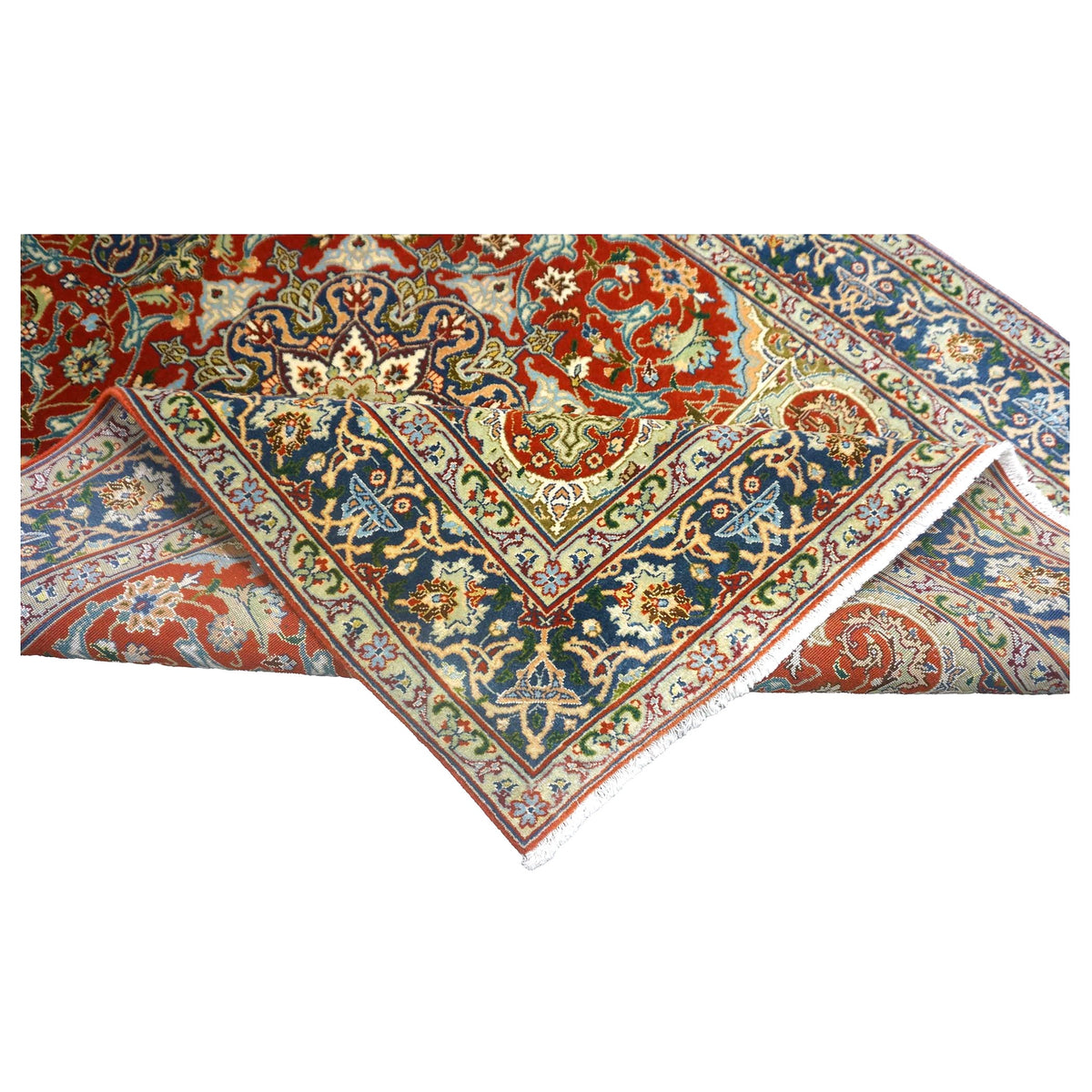 Antique Persian Tabriz Wool 3x5 Red & Navy Handmade Area Rug #1143878