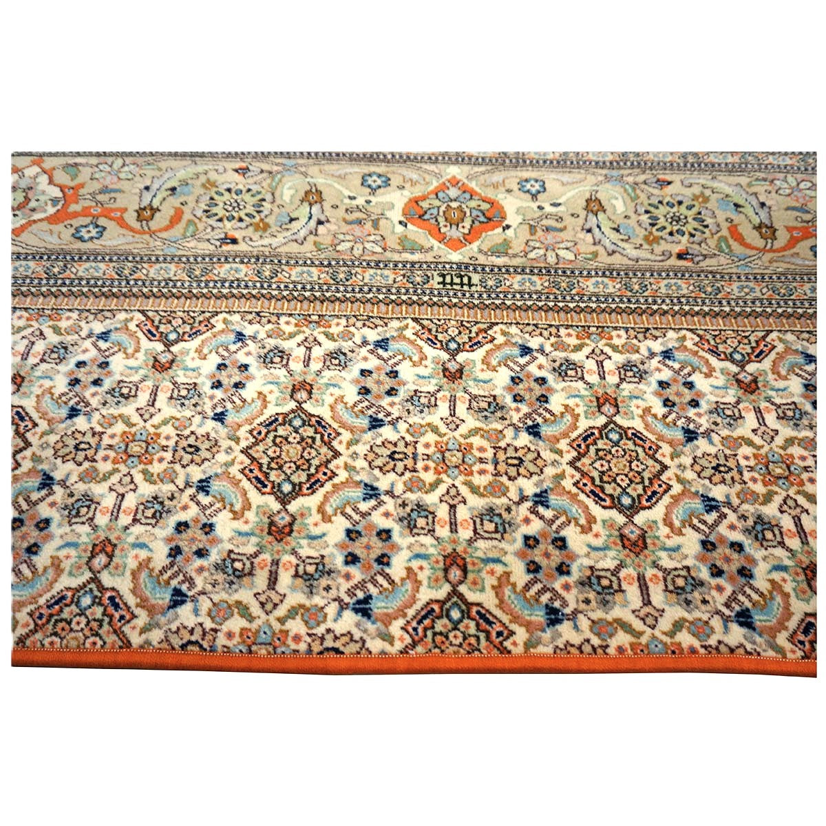 Vintage Persian Tabriz Taba Tabai Wool 3x10 Orange & Ivory Handmade Runner Rug #1144062