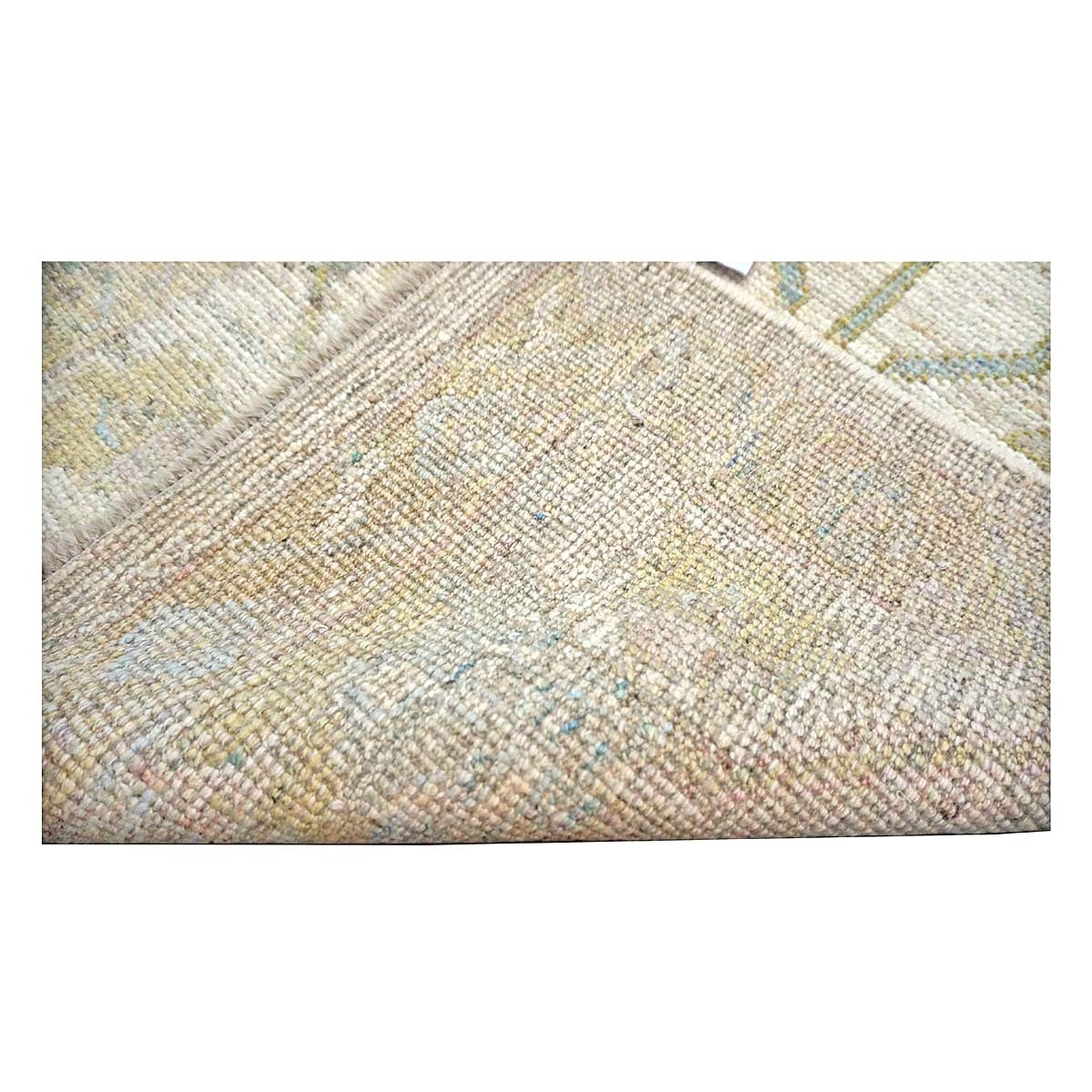 21st Century Turkish Oushak Wool 3X19 Yellow, Ivory & Charcoal Handmade Runner Rug #1144143