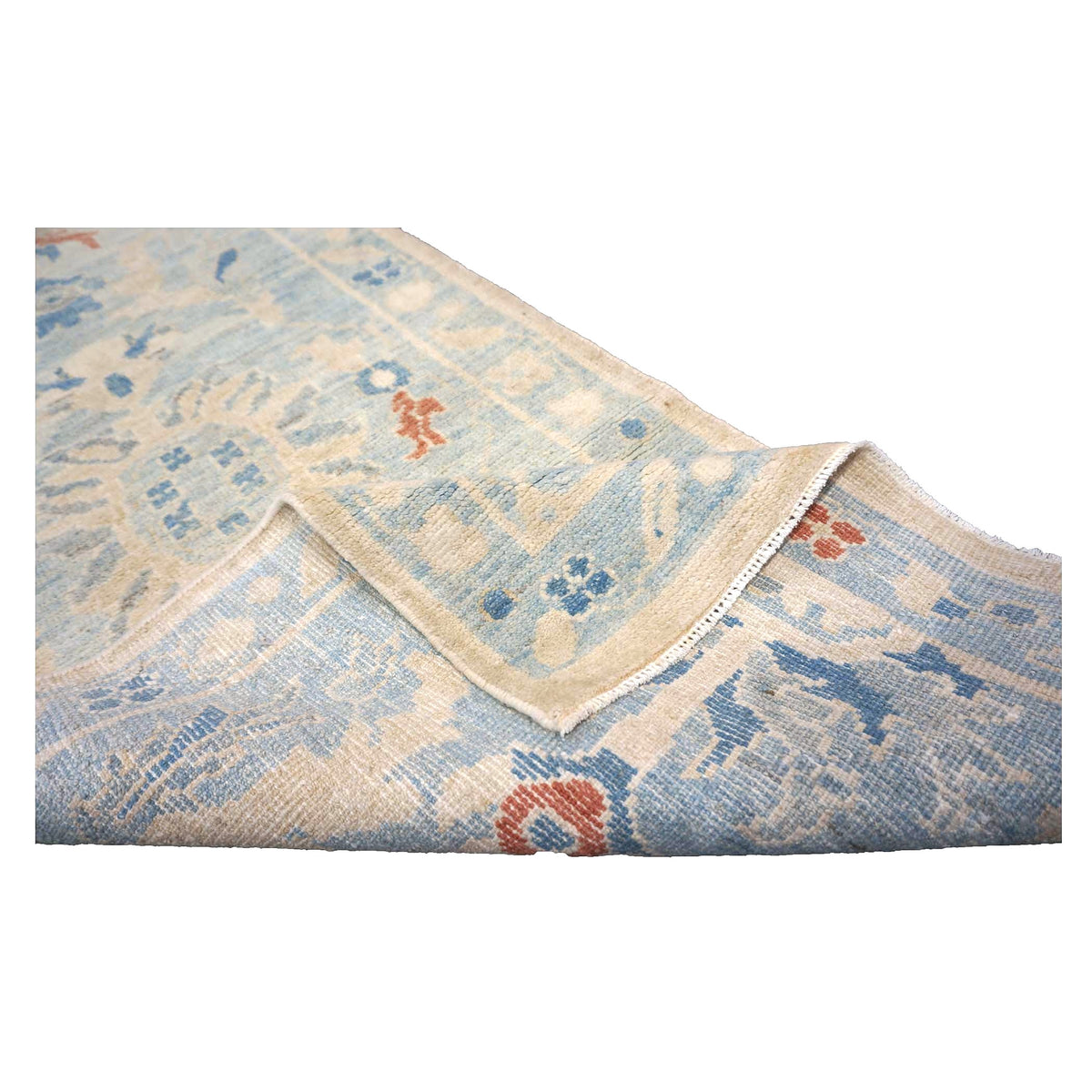 Turkish Sultanabad Wool 2x8 Light Blue & Ivory Handmade Runner Rug #1144168