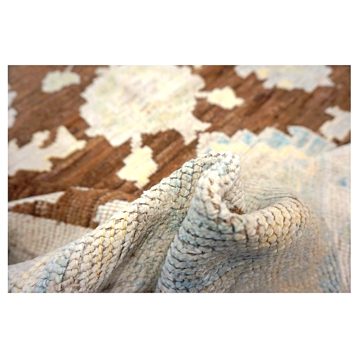 21st Century Turkish Oushak Wool 7x10 Ivory & Brown Handmade Area Rug #1144189