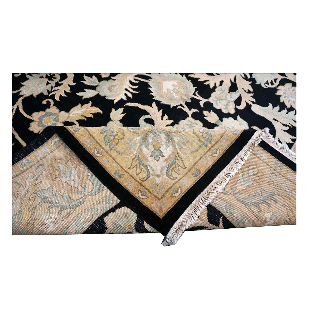 Chinese Oushak Wool 8x10 Black & Tan Handmade Area Rug #1144283