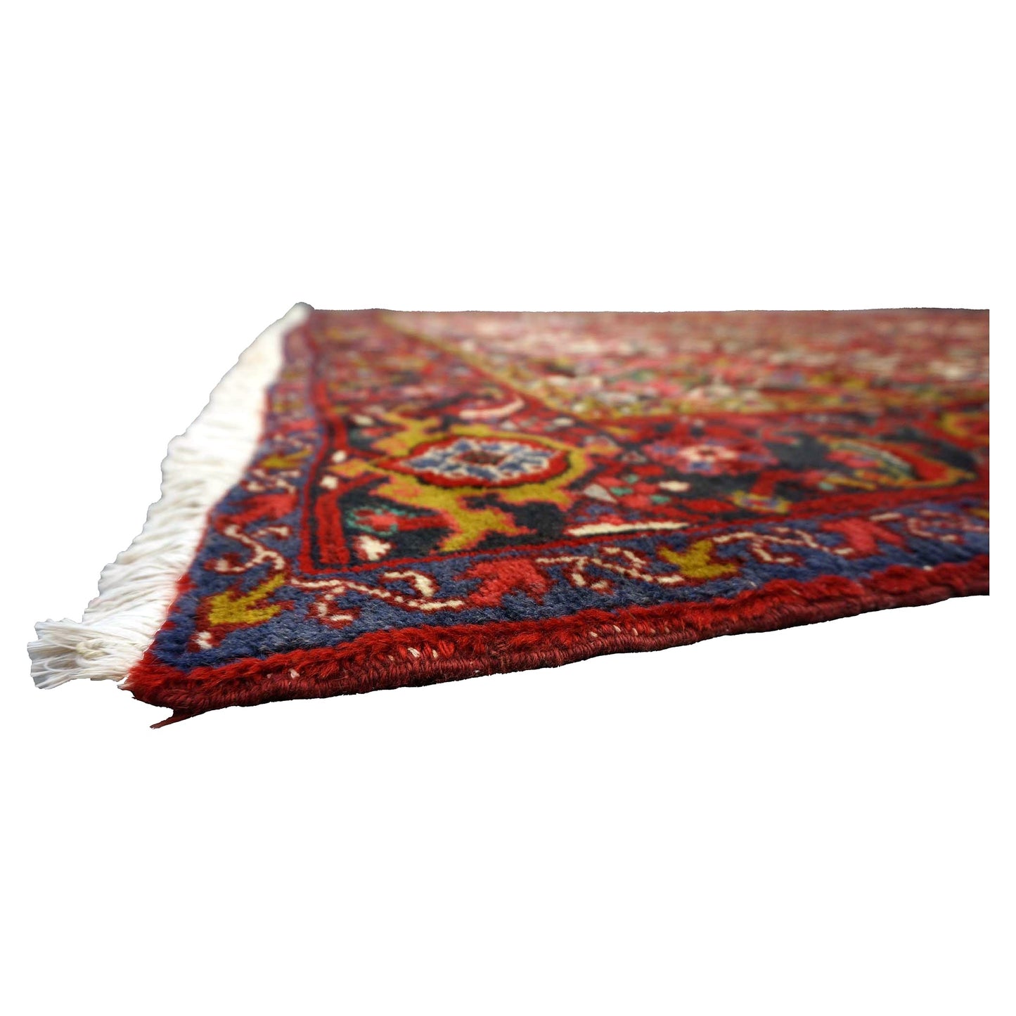 Vintage Persian Heriz Wool 8x11 Red, Ivory & Blue Handmade Area Rug # 1144704