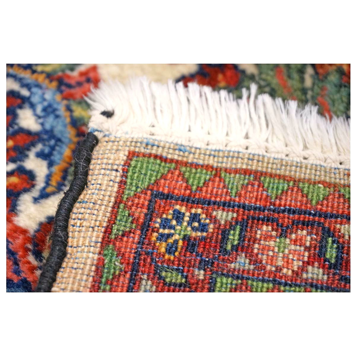 Antique Persian Sarouk Wool 4x7 Ivory, Red & Blue Handmade Area Rug #1144726