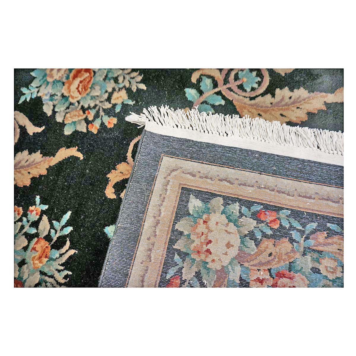 Chinese French Design Wool 6x9 Black, Tan & Orange Handmade Area Rug #1144738