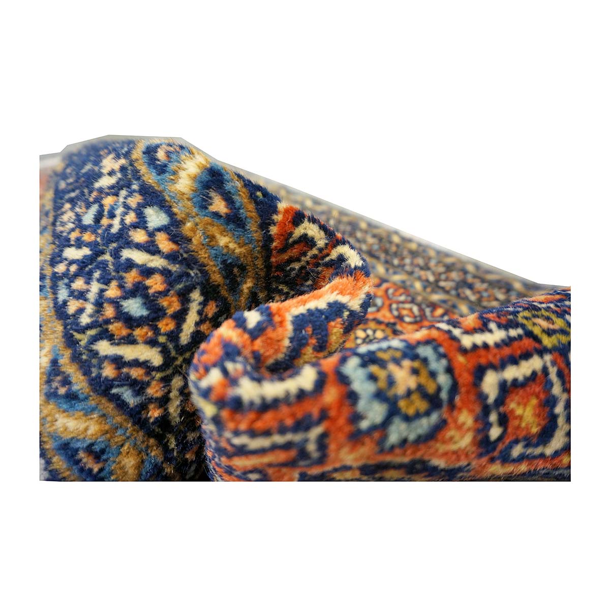Antique Persian Bakshaish Wool 2x4 Navy, Rust & Ivory Handmade Throw Rug #1144768