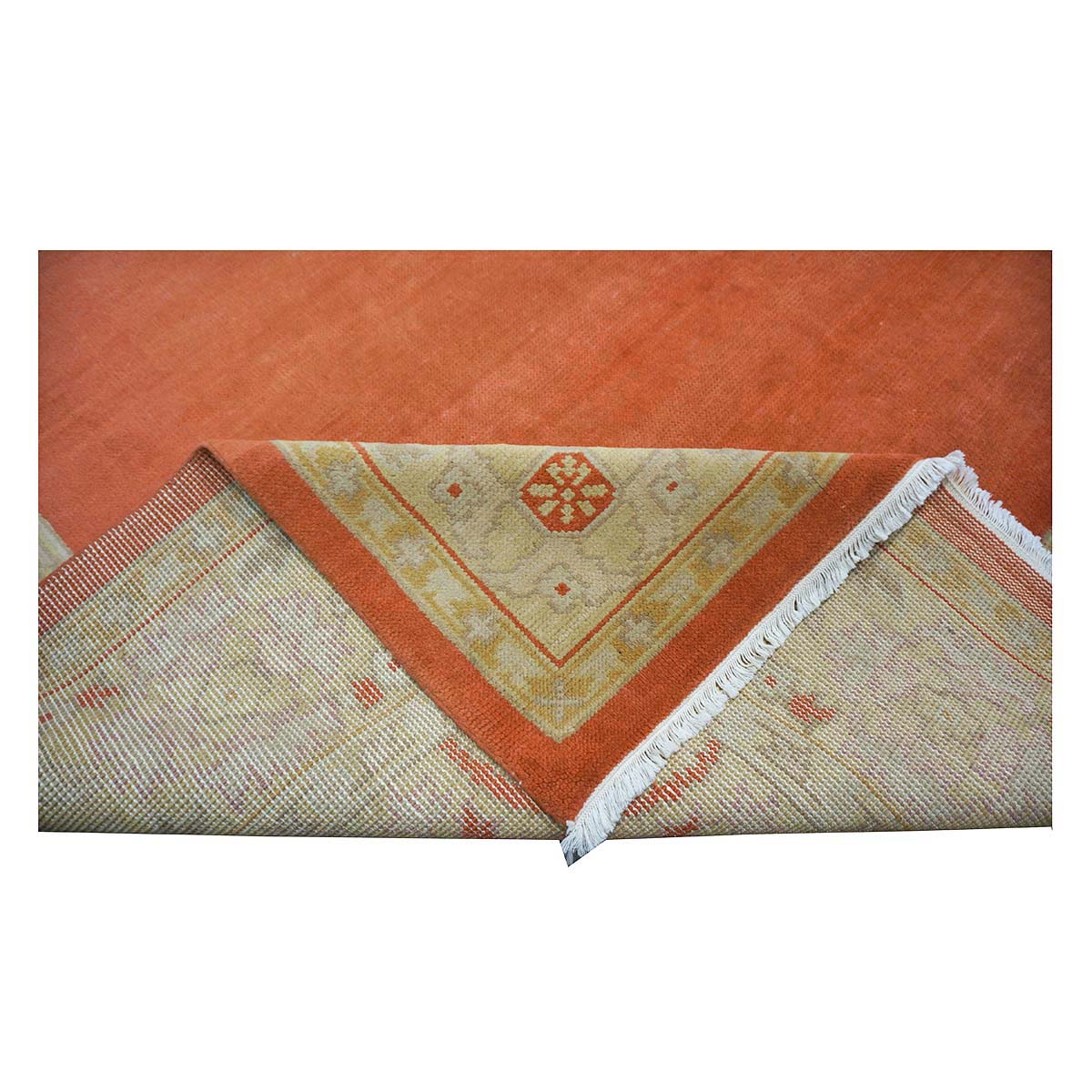 Chinese Oushak Wool 9x12 Orange & Ivory Handmade Area Rug #1144771