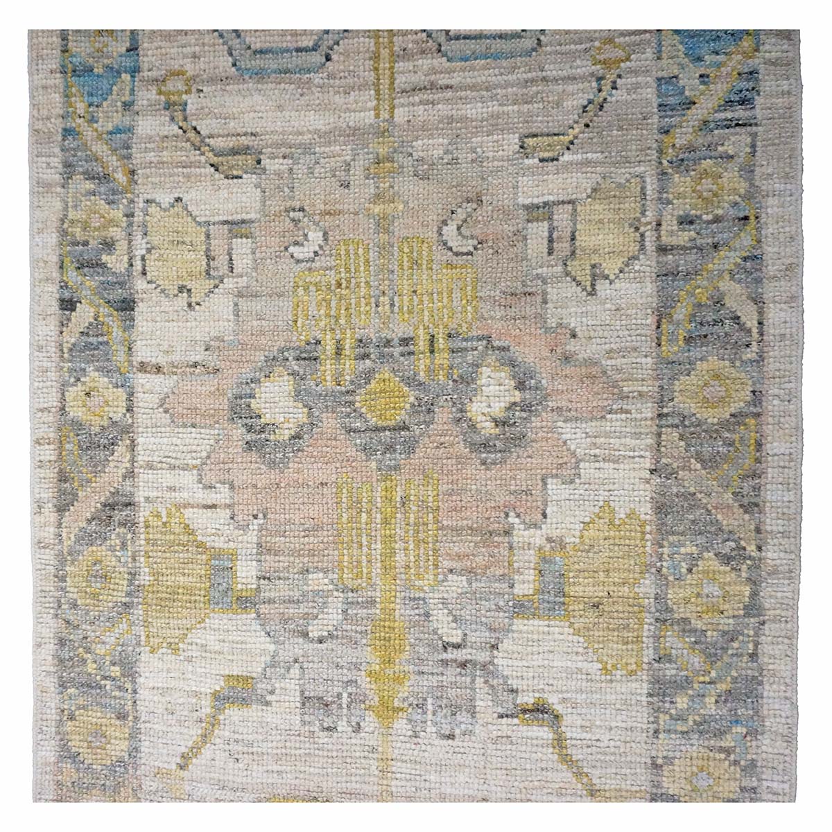 21st Century Turkish Oushak 3X18 Gold, Ivory & Charcoal Handmade Runner Rug #1144145 image 9