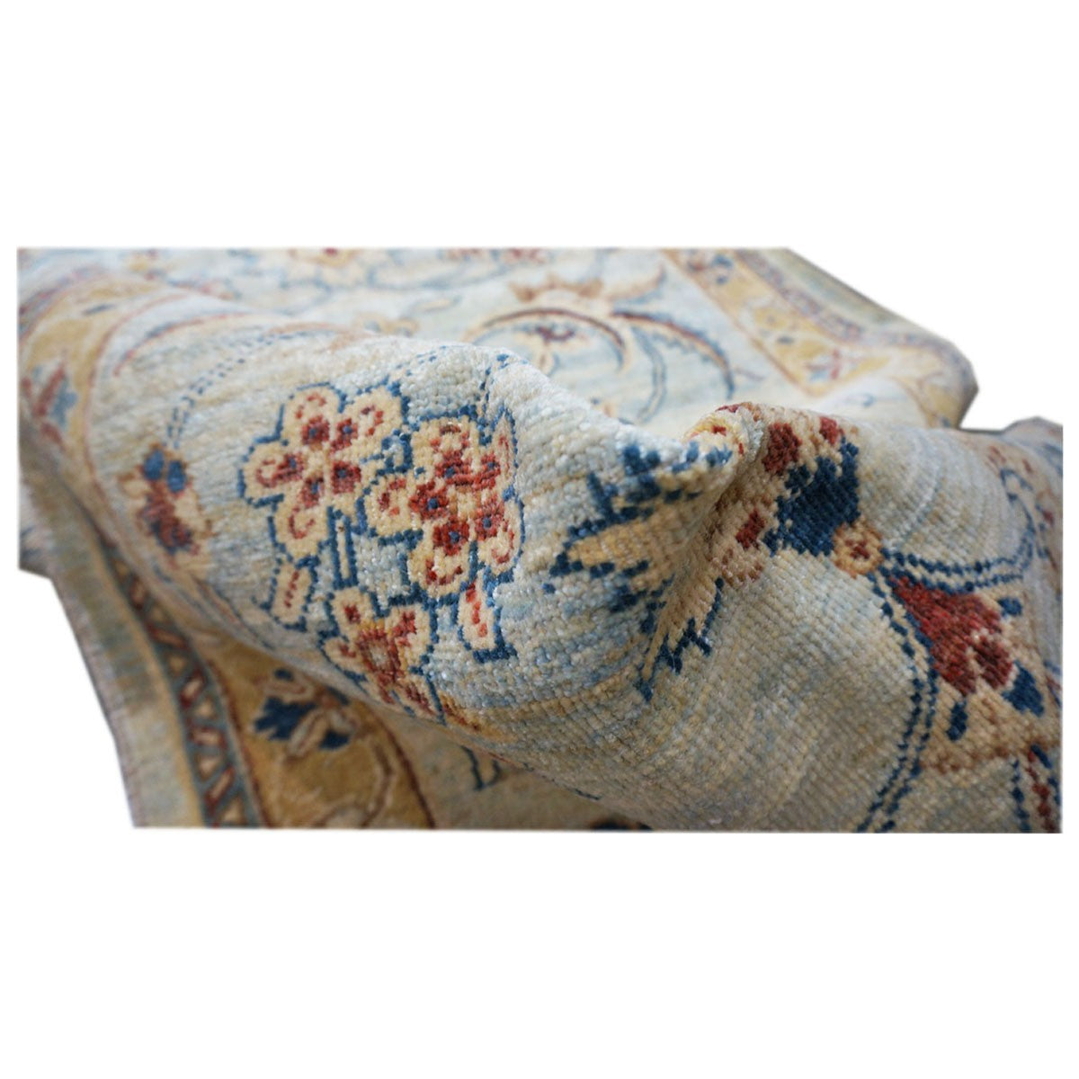 Persian Sultanabad 3x25 Light Blue & Gold Hall Runner #1141320 image 4