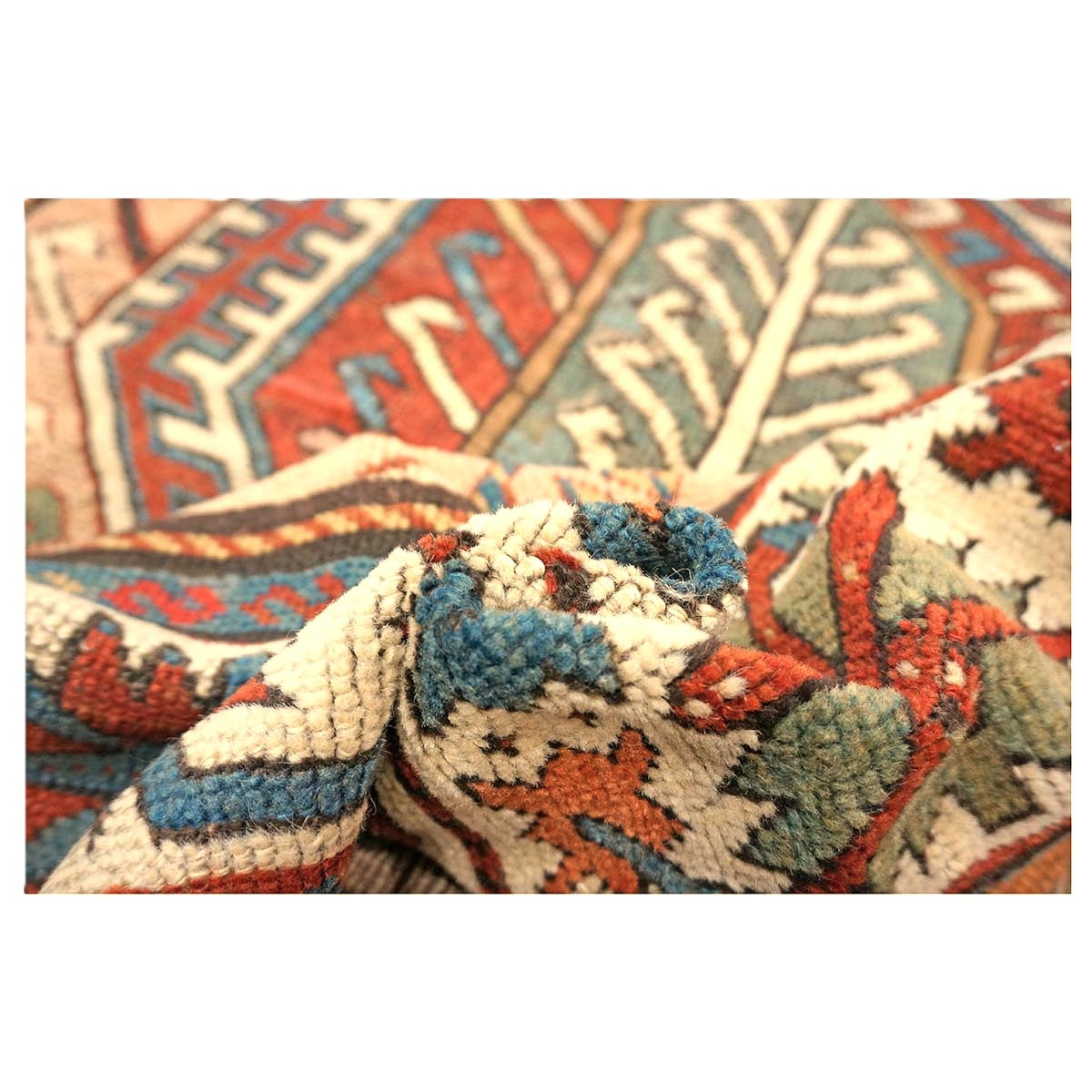 Antique Caucasian Kazak Wool 5x9 Ivory, Tan & Rust Handmade Area Rug #9900394