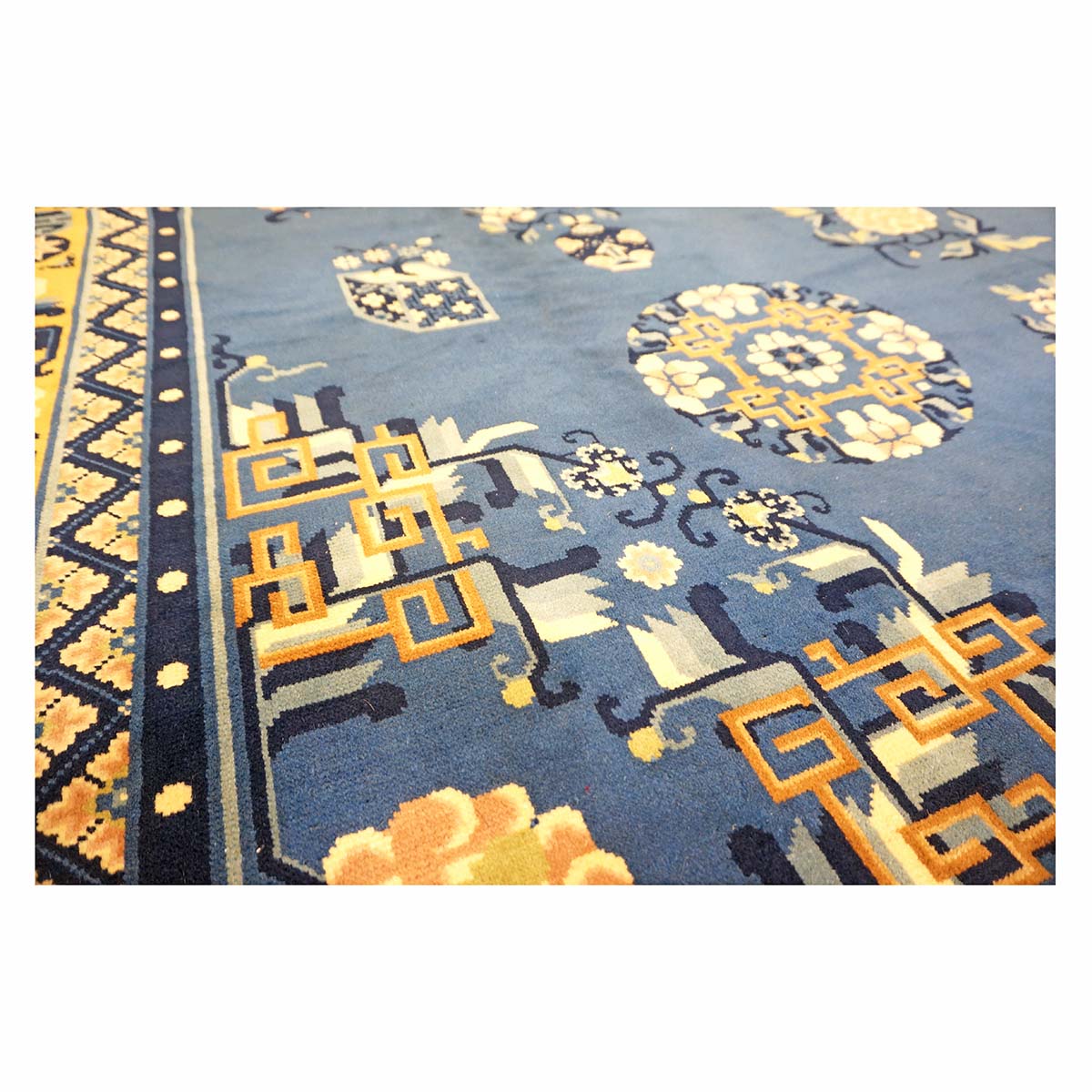 Chinese Peking Wool 8x11 Blue, Gold & Ivory Handmade Area #9900639