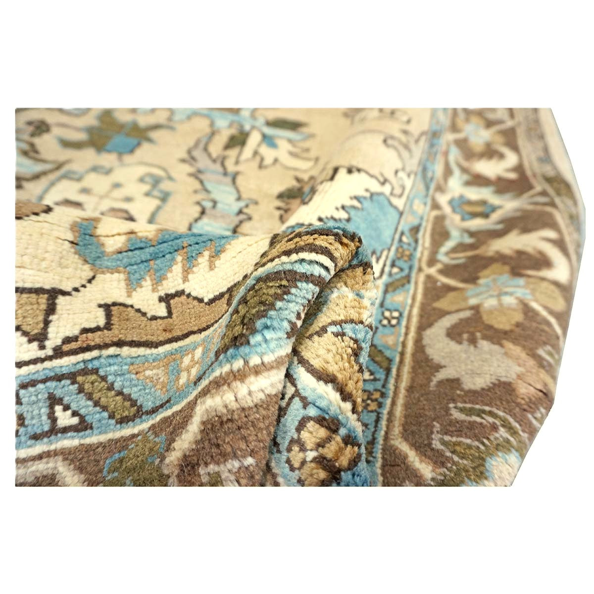 Persian Serapi Wool 7x10 Taupe, Light Blue & Brown Handmade Area Rug #9902069