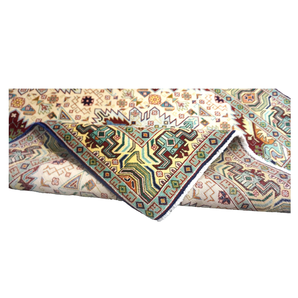 Antique Persian Tabriz Wool 3x5 Ivory, Burgundy & Green Handmade Area Rug #9902168