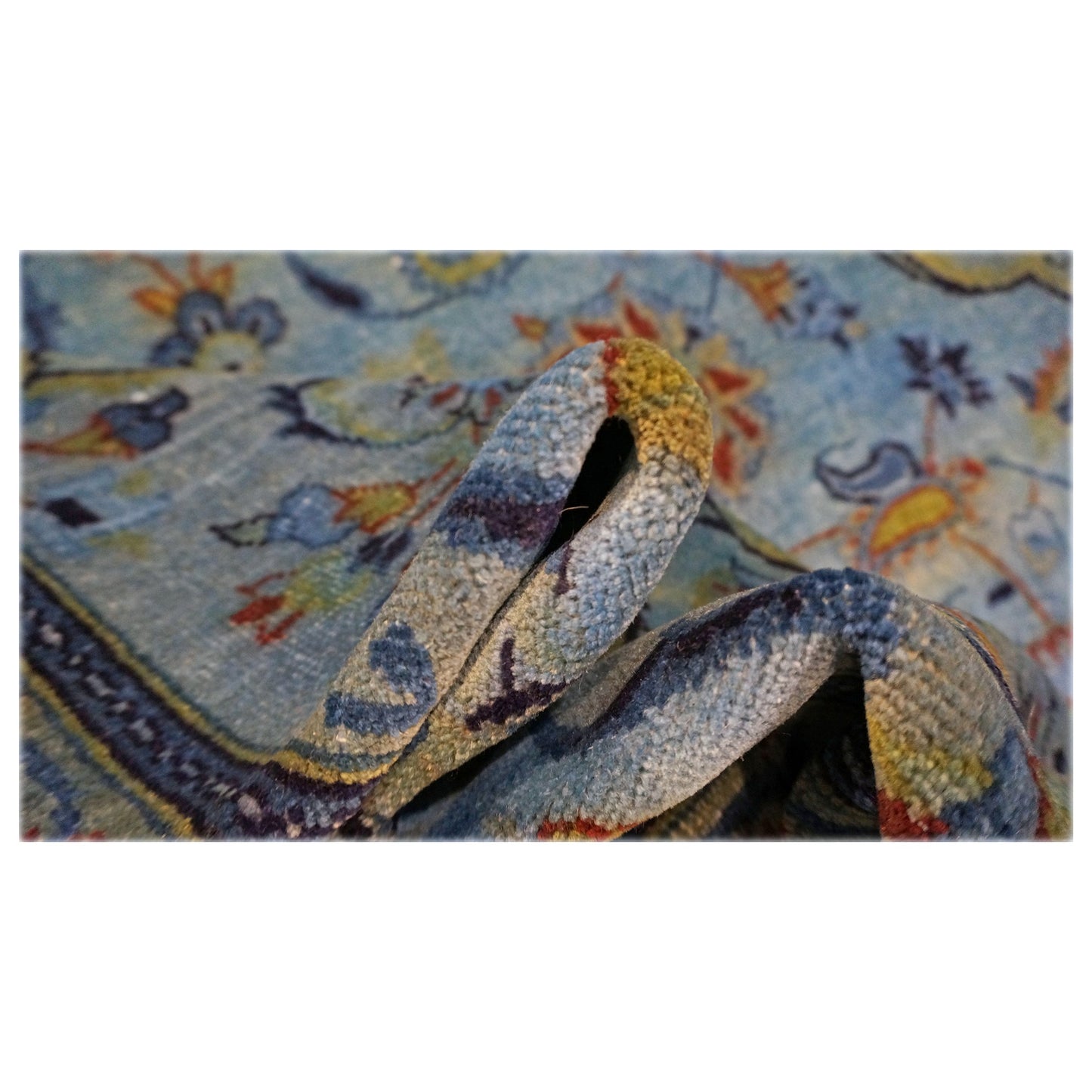 Vintage Persian Kashan Wool 10x15 Overdye Blue Handmade Area Rug #9902637