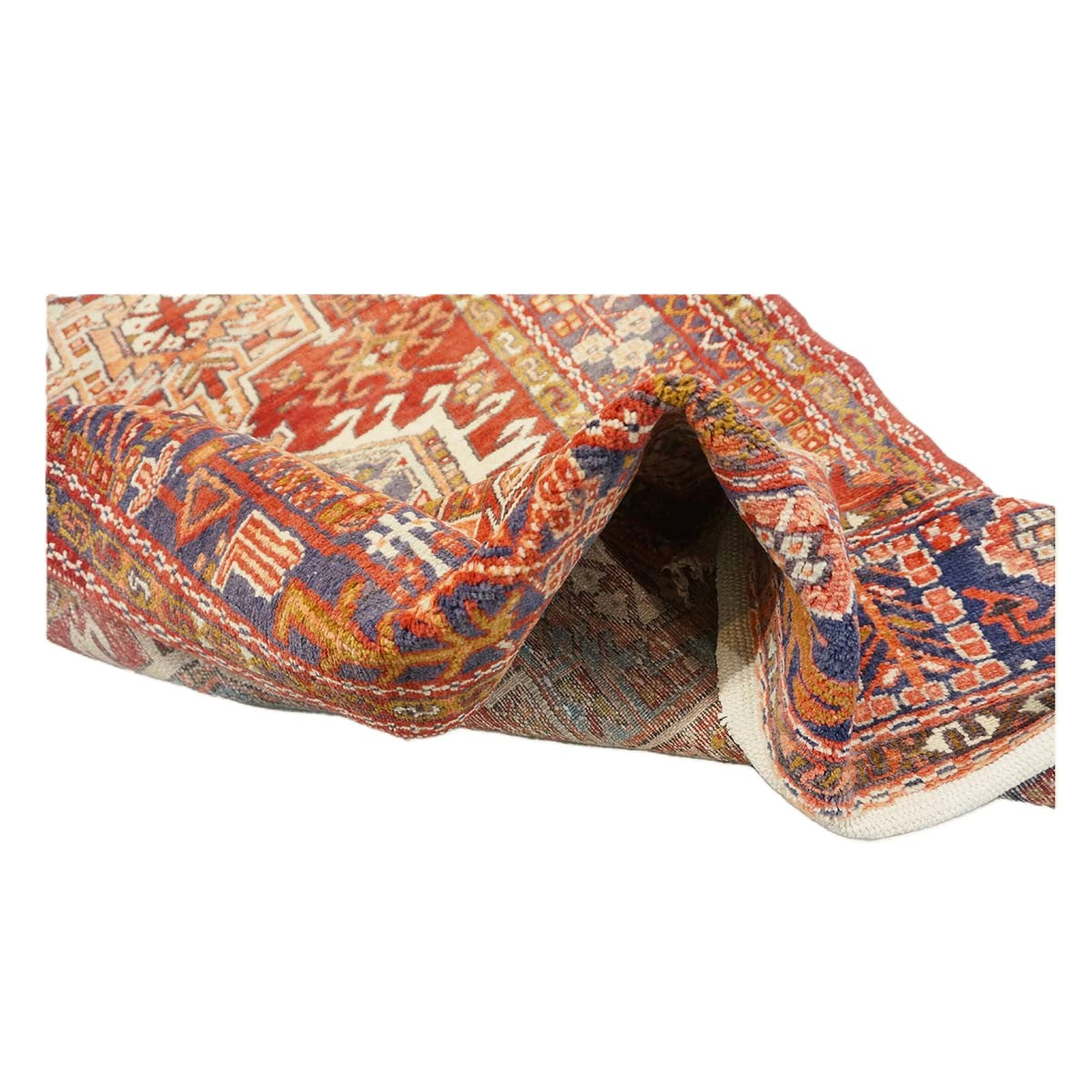 Persian Karajeh Wool 4x11 Rust, Ivory & Tan Handmade Gallery Rug #9902819