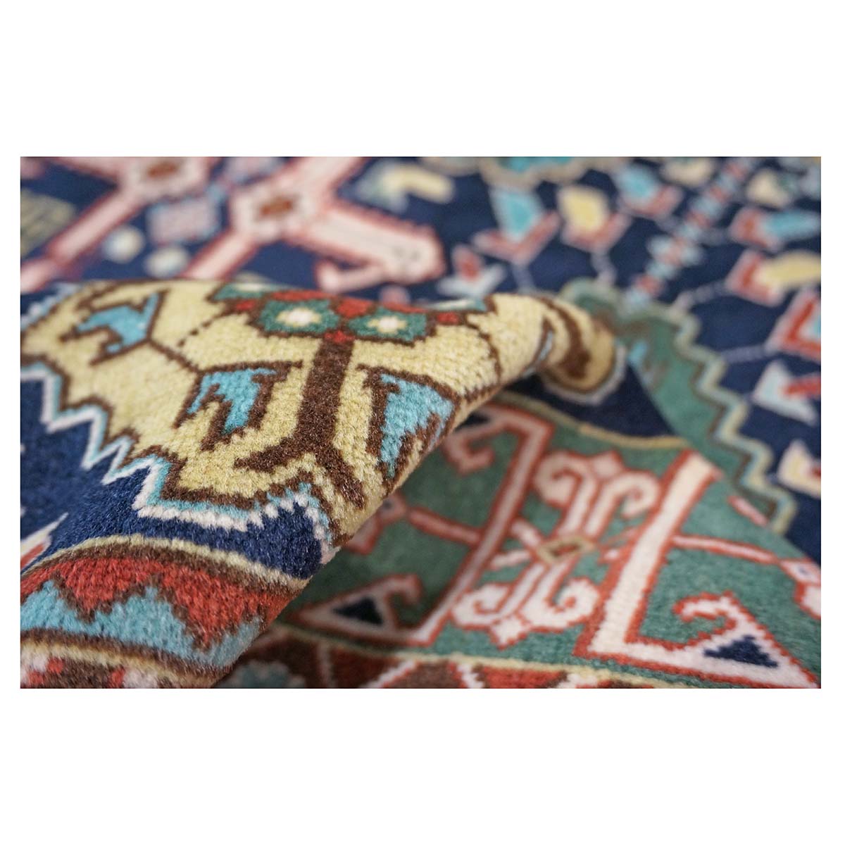 Antique Persian Tabriz Wool 3x5 Ivory, Navy & Green Handmade Throw Rug #9902860