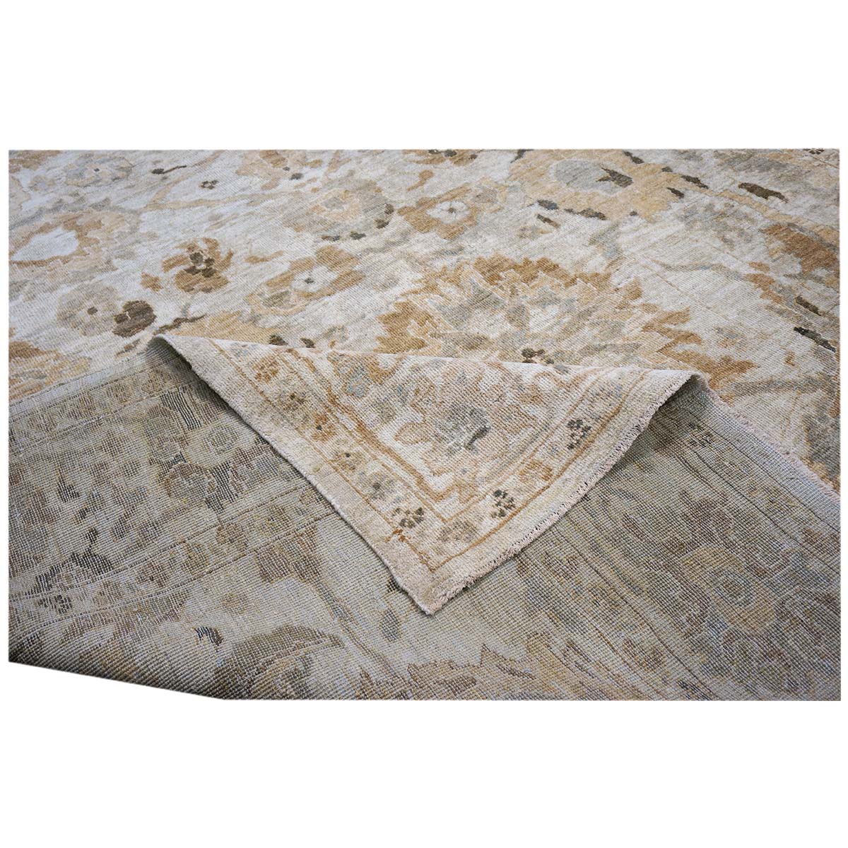 Persian Sultanabad 9x12 Tan and Ivory Handmade Area Rug #1142628 image 4