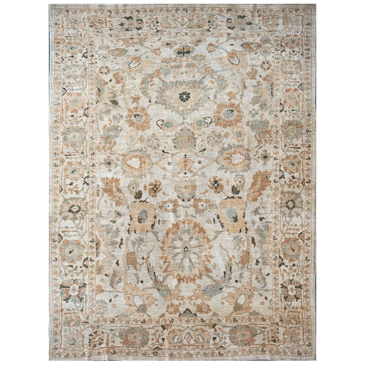 Persian Sultanabad 9x12 Tan and Ivory Handmade Area Rug #1142628 image 0