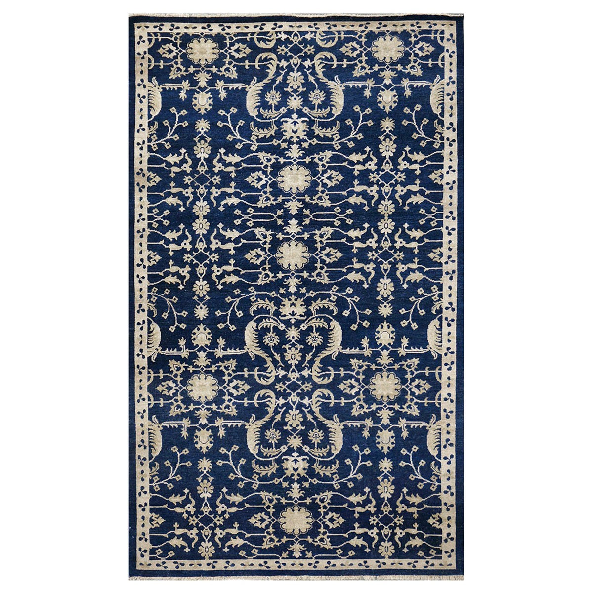 Persian Sultanabad 6x10 Navy Blue & Ivory Handmade Area Rug #1144038 image 0