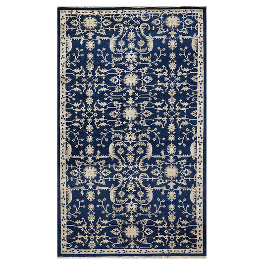 Persian Sultanabad 6x10 Navy Blue & Ivory Handmade Area Rug #1144038 image 0