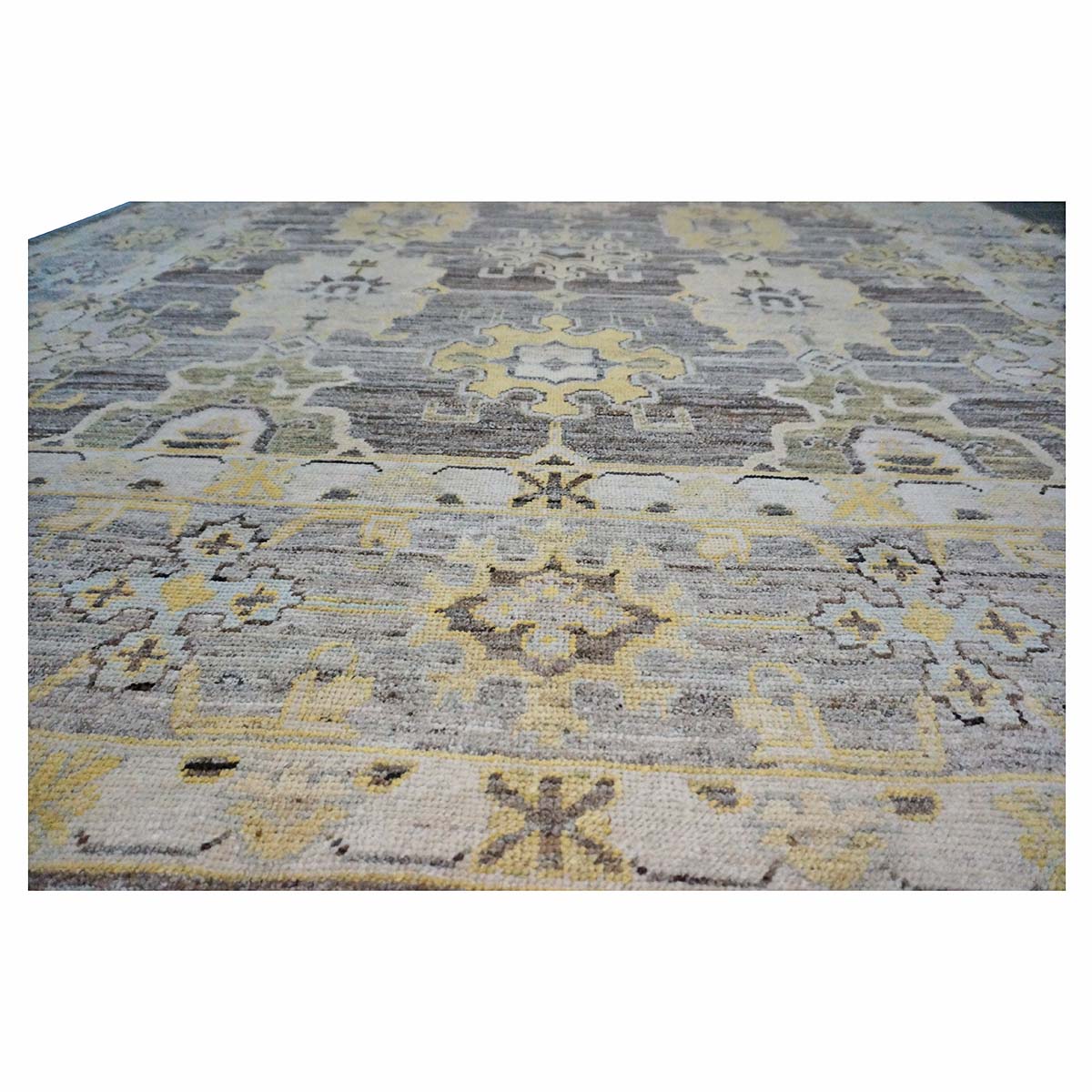 21st Century Turkish Oushak 8x11 Charcoal, Yellow, & Ivory Handmade Area Rug #1144069 image 7