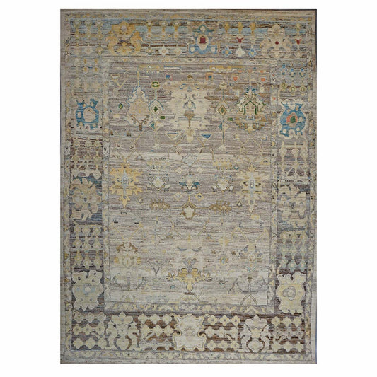 21st Century Turkish Oushak 9X13 Gold, Ivory & Slate Blue Handmade Runner Rug #1144139 image 0