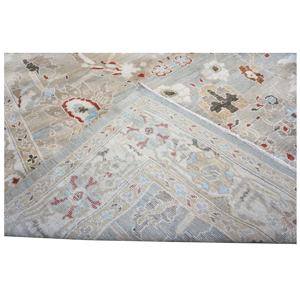 Persian Sultanabad 8x8 Square Tan, Blue, & Ivory Area Rug #1143023 image 7