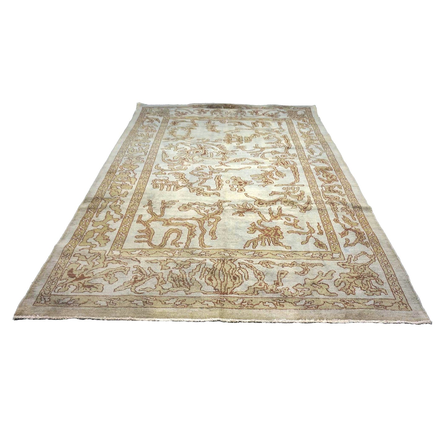 Vintage Persian Sultanabad Wool 6x9 Grey, Tan & Brown Handmade Area Rug #1140004