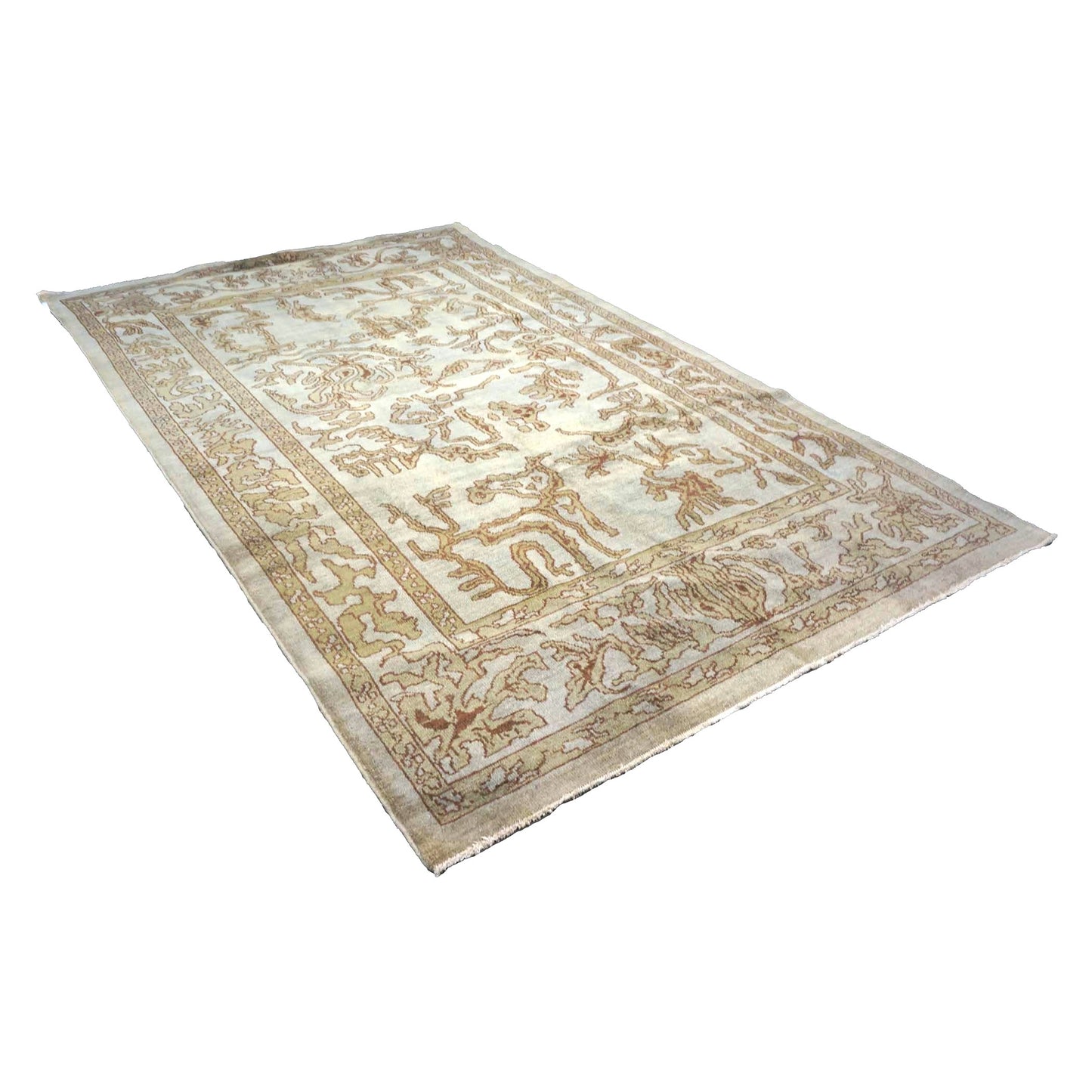 Vintage Persian Sultanabad Wool 6x9 Grey, Tan & Brown Handmade Area Rug #1140004