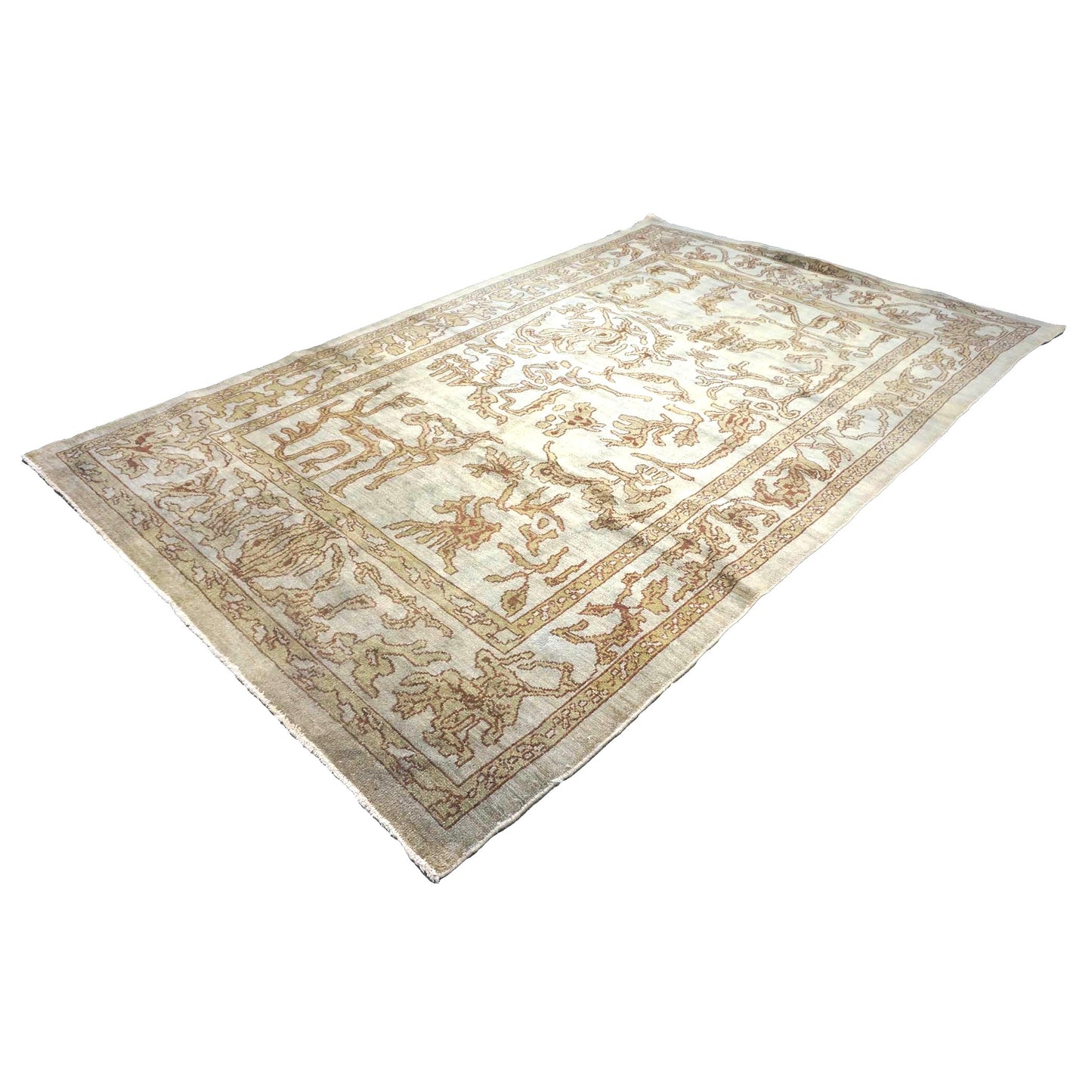 Vintage Persian Sultanabad Wool 6x9 Grey, Tan & Brown Handmade Area Rug #1140004