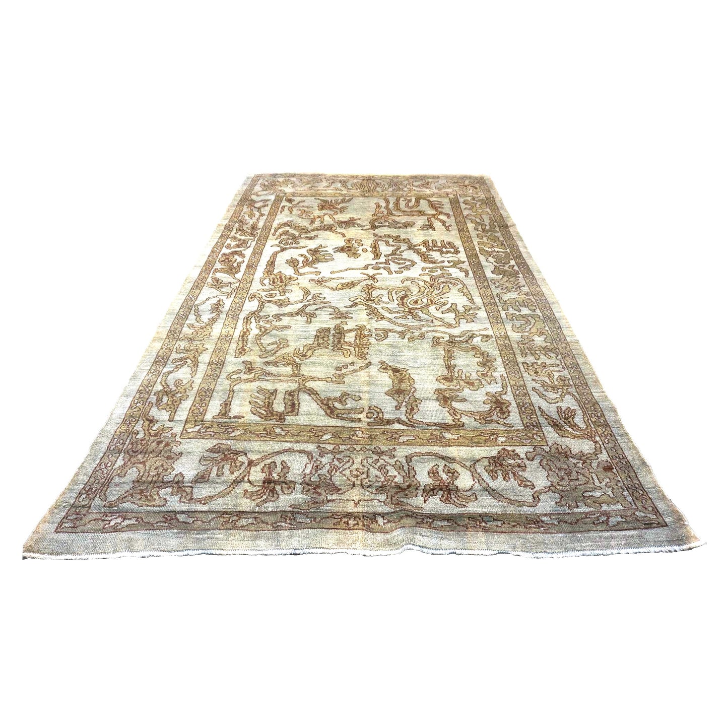 Vintage Persian Sultanabad Wool 6x9 Grey, Tan & Brown Handmade Area Rug #1140004
