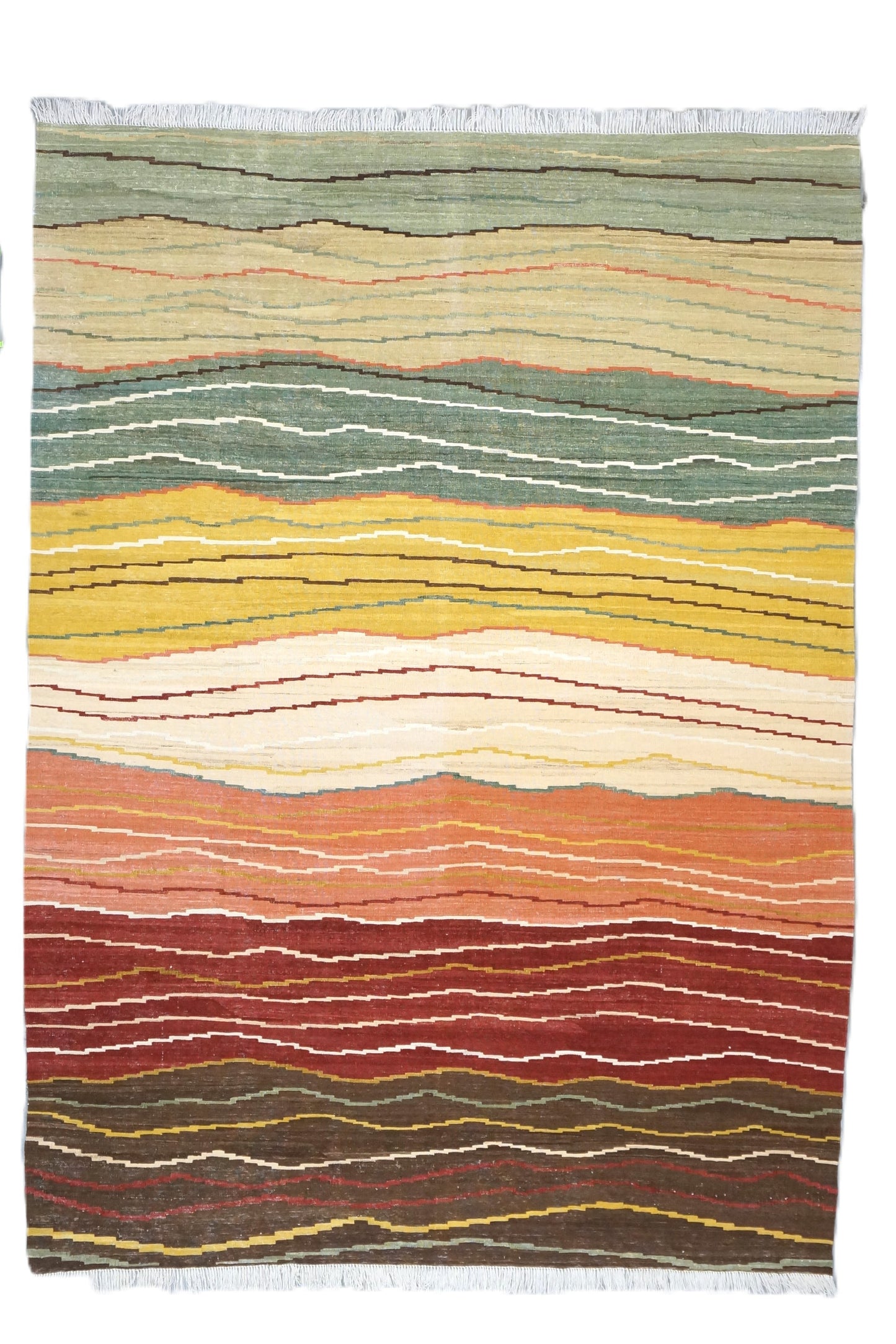 Persian Safari Kilim Wool 7x9 Multicolor Striped Handmade Area Rug # 1140045