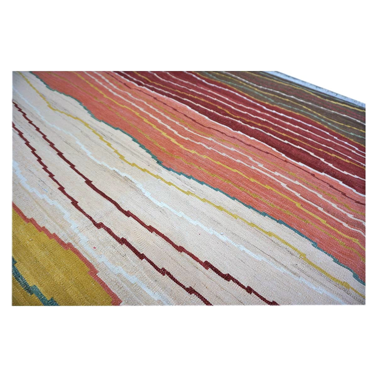 Persian Safari Kilim Wool 7x9 Multicolor Striped Handmade Area Rug # 1140045