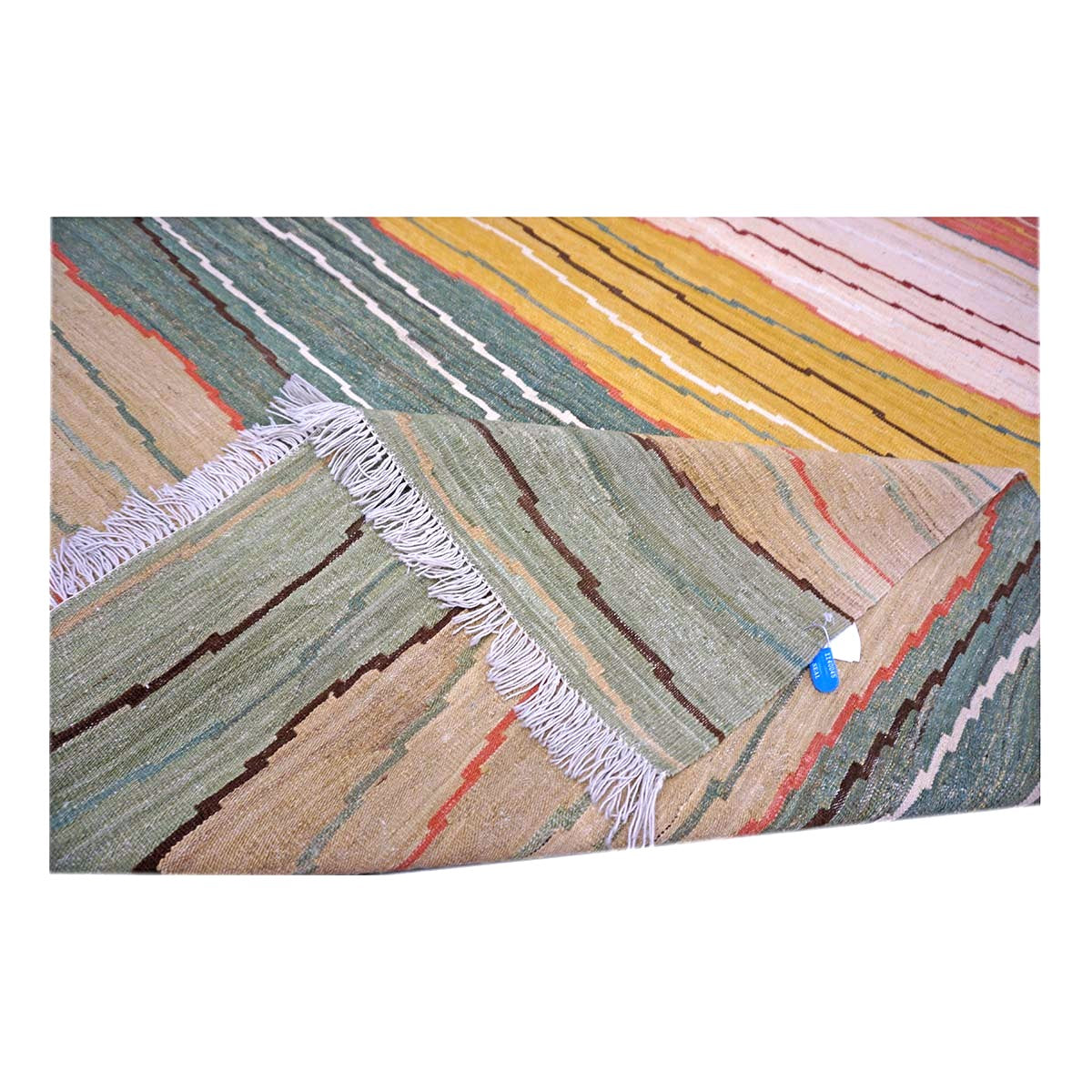 Persian Safari Kilim Wool 7x9 Multicolor Striped Handmade Area Rug # 1140045