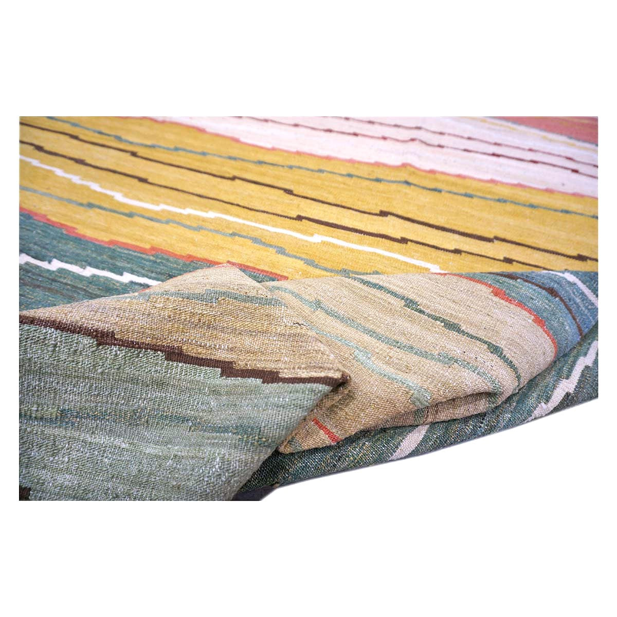 Persian Safari Kilim Wool 7x9 Multicolor Striped Handmade Area Rug # 1140045