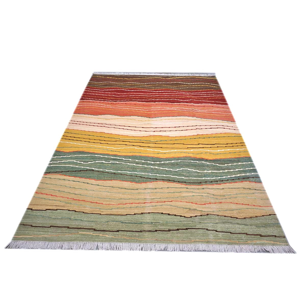 Persian Safari Kilim Wool 7x9 Multicolor Striped Handmade Area Rug # 1140045