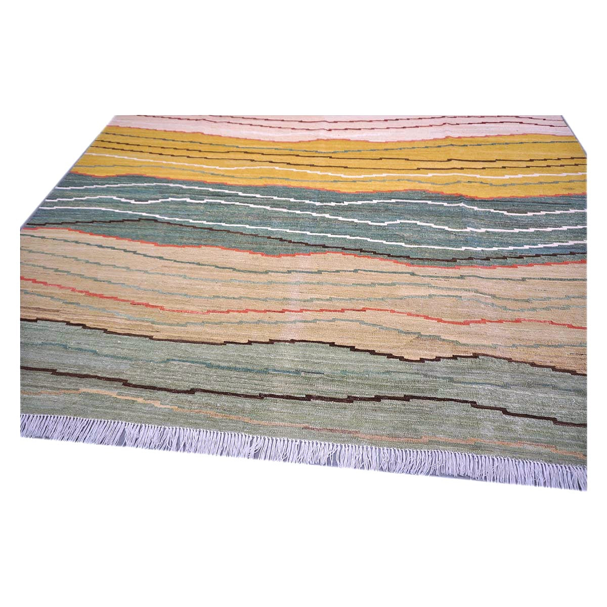 Persian Safari Kilim Wool 7x9 Multicolor Striped Handmade Area Rug # 1140045