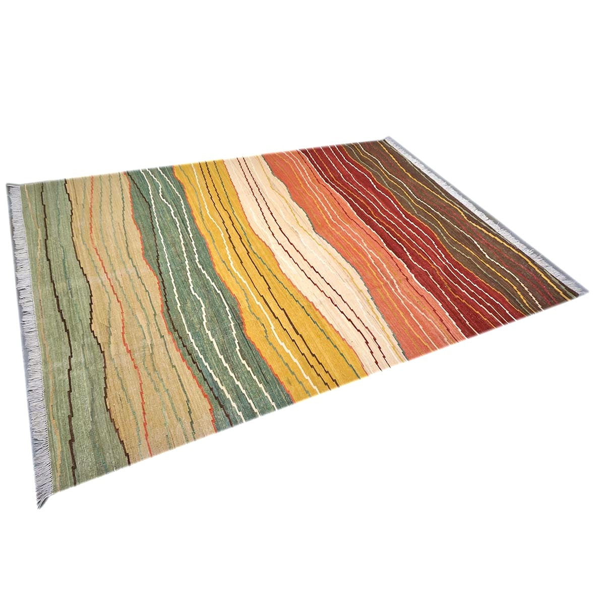 Persian Safari Kilim Wool 7x9 Multicolor Striped Handmade Area Rug # 1140045