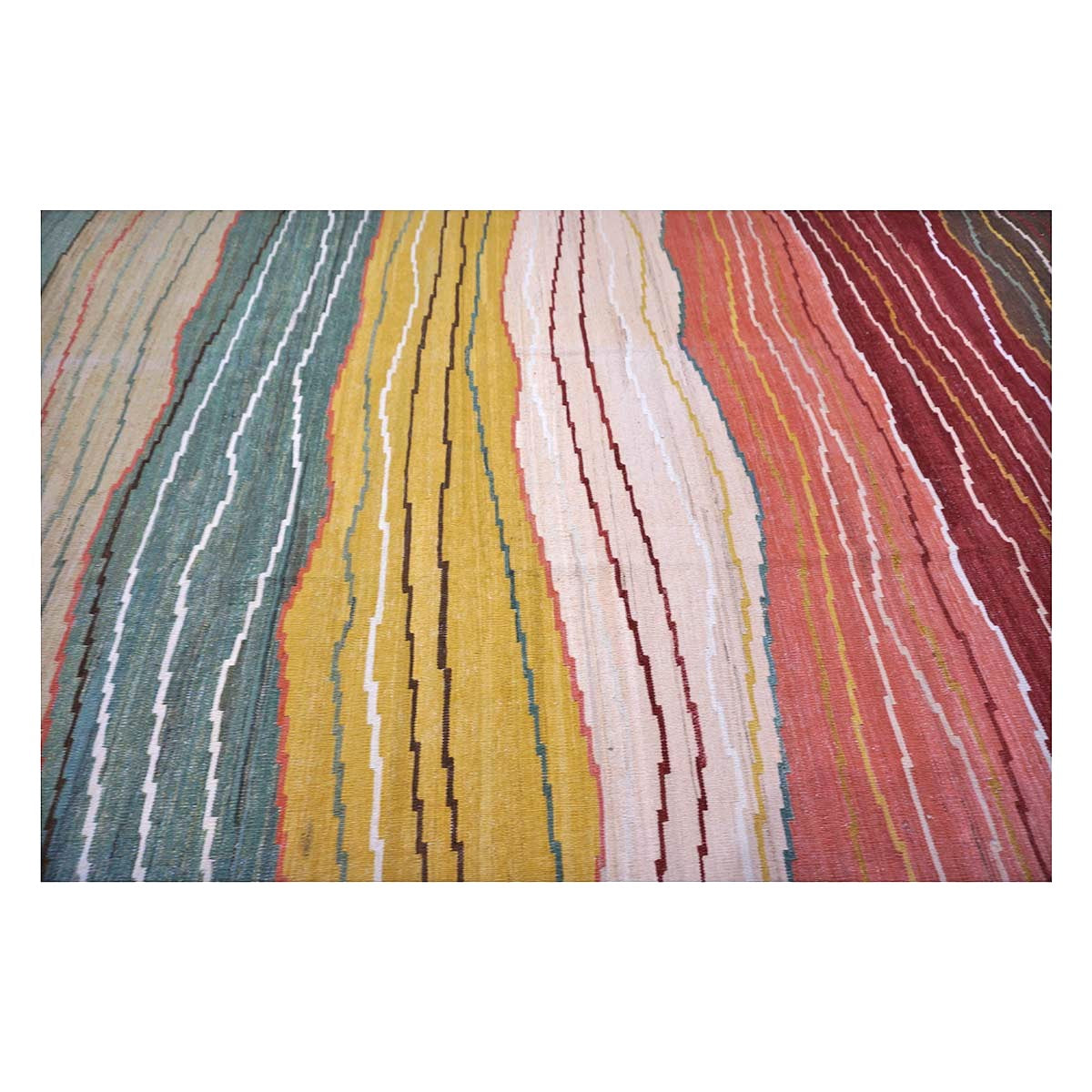 Persian Safari Kilim Wool 7x9 Multicolor Striped Handmade Area Rug # 1140045