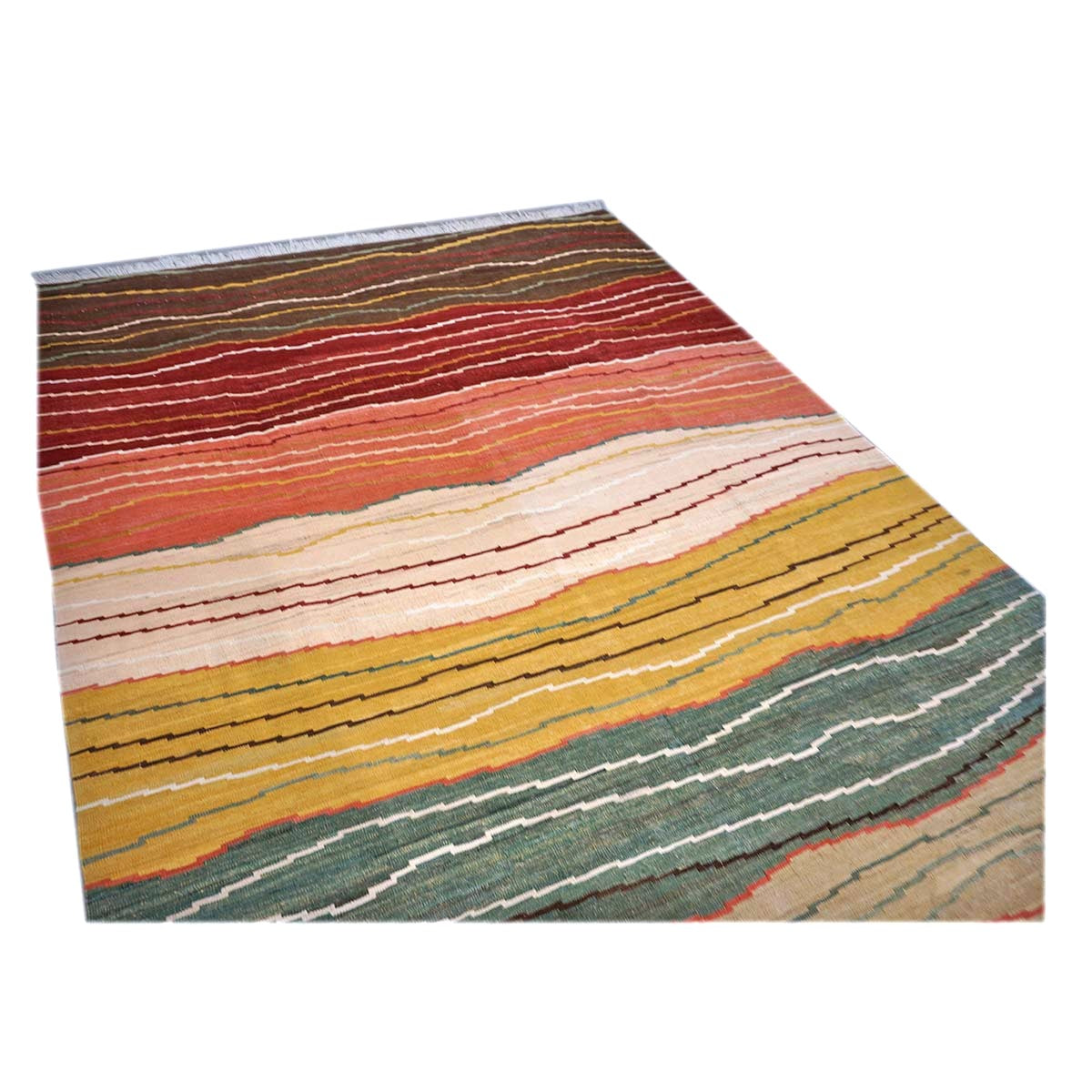 Persian Safari Kilim Wool 7x9 Multicolor Striped Handmade Area Rug # 1140045