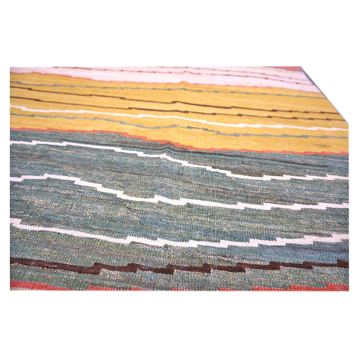 Persian Safari Kilim Wool 7x9 Multicolor Striped Handmade Area Rug # 1140045