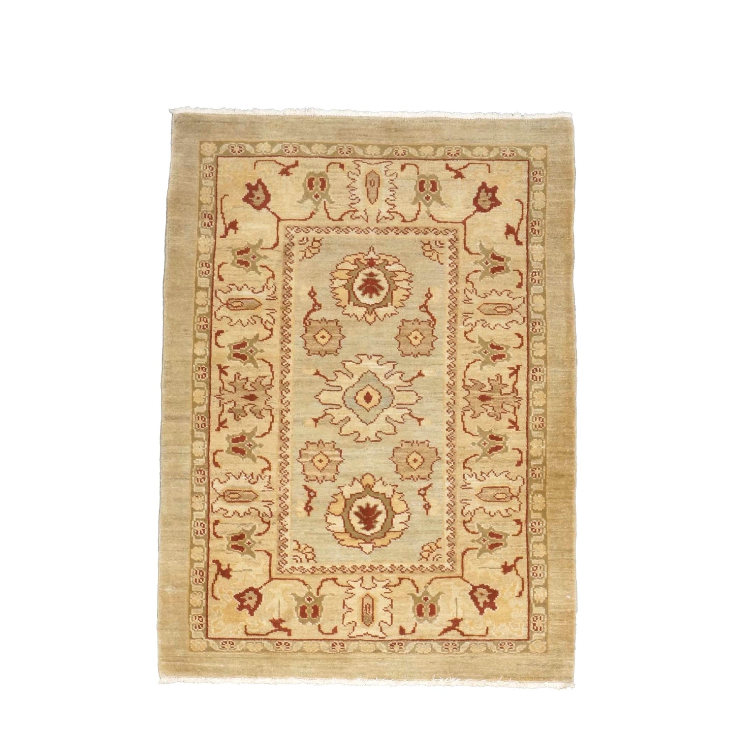 Persian Sultanabad Wool 4 x 5 Beige, Ivory & Red Handmade Area Rug #1140054